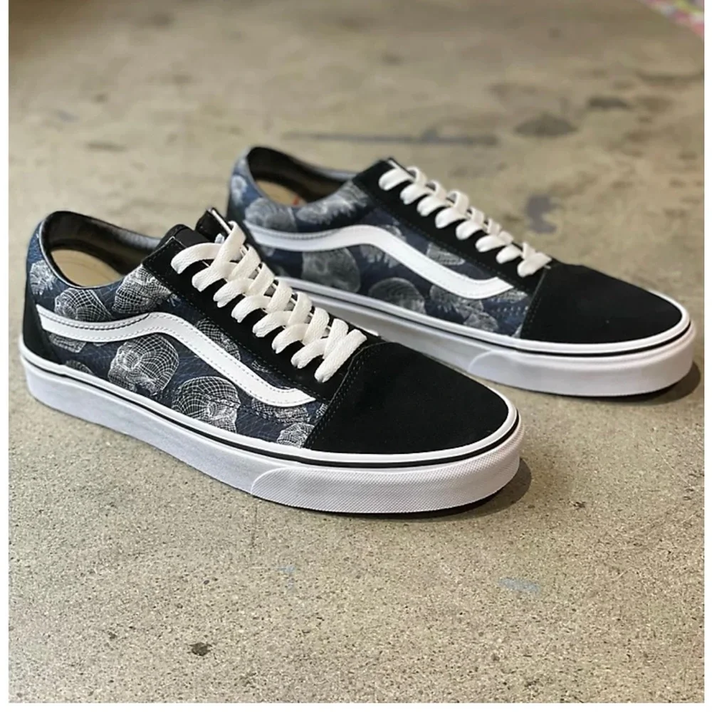 Vans Old Skool Unisex Suede Canvas Wireframe Black Sneakers Sz W 6.5 M 5 NEW